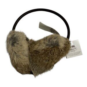 Coach Fur Earmuffs, Women's Winter Leather Band, Fur Ear Cover, 84010 MSRP $298